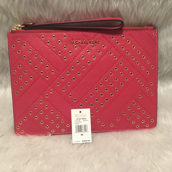 Michael Kors Jet Travel Wristlet Red NWT - Picture 2 of 7